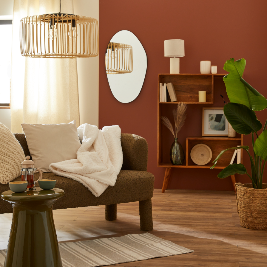 Ambiance salon chaleureuse et moderne