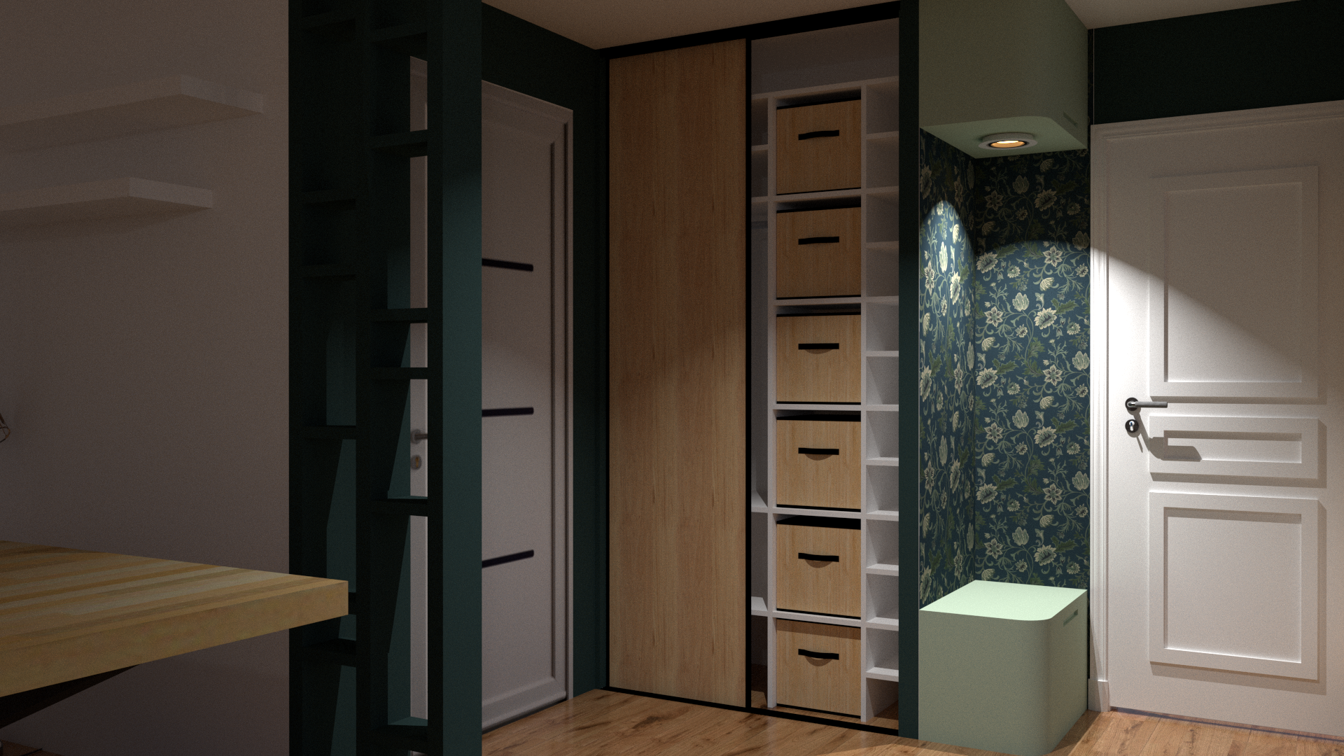 Salon décoré lumineux avec matières naturelles